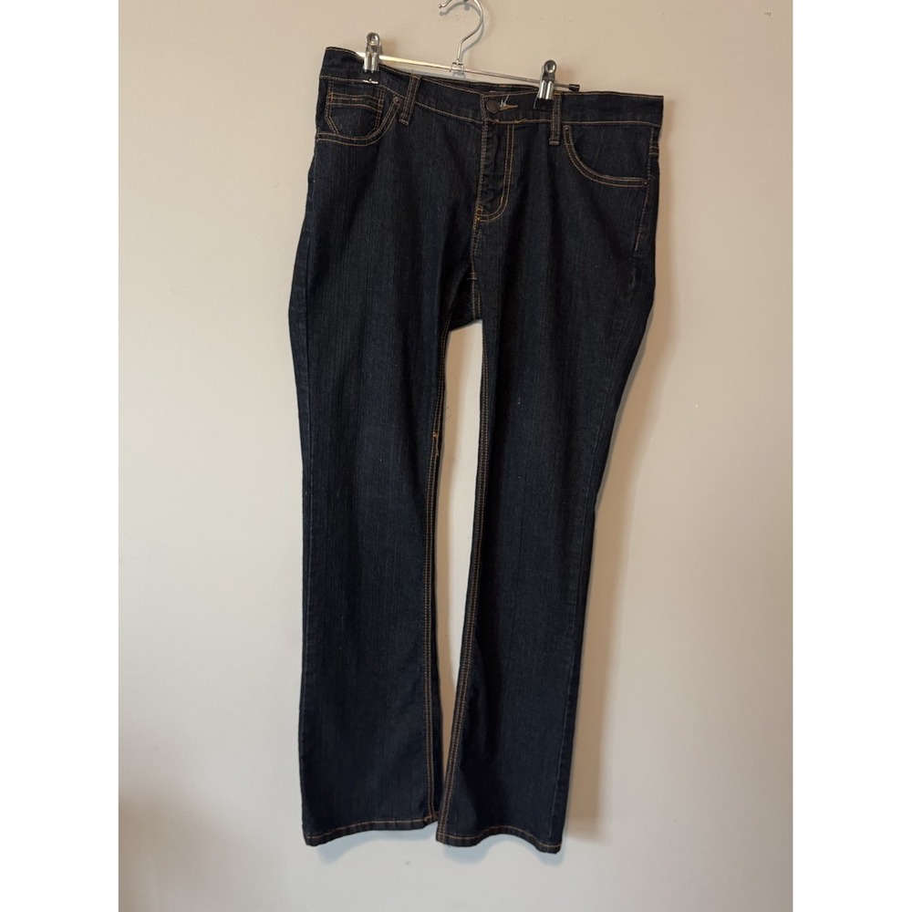 Vintage 2000's Y2K Low Rise Flare Jeans Dark Wash Button Pockets Stretch Sz 13 - Picture 2 of 10